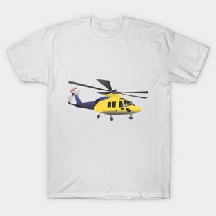 Yellow and Blue Modern Helicopter T-Shirt